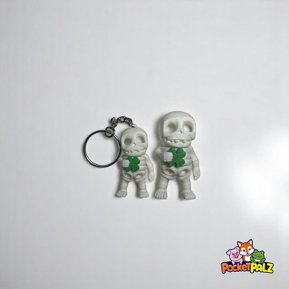 3D Printed Articulated Lucky Charm Skeleton Fidget Toy and Keychain